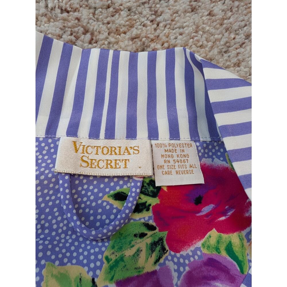 Vintage Victorias Secret Gold Label Robe One Size Floral Polka Dot Stripe Kimono - Picture 3 of 9